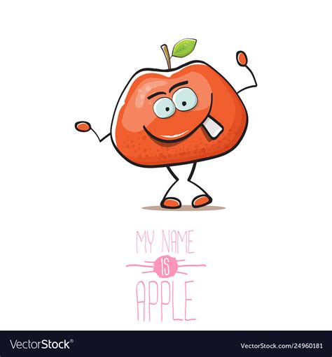 Funny cartoon cute red apple character Royalty Free Vector