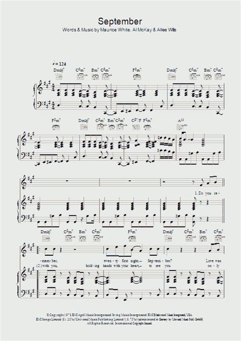 September Piano Sheet Music | OnlinePianist