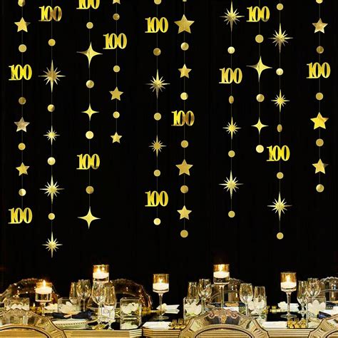 Amazon.com: Gold 100th Birthday Decorations Number 100 Circle Dot ...