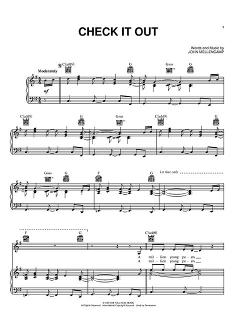 Check It Out" Sheet Music by John Cougar Mellencamp for Piano/Vocal ...