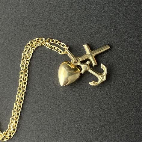 Gold Faith Hope Love Pendant Charm Necklace – Boylerpf