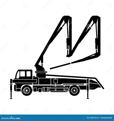 Concrete Pump Truck Silhouette Boom Pump Stock Vector - Illustration of natural, industry: 195576137