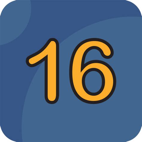 Number 16 Generic Outline Color icon