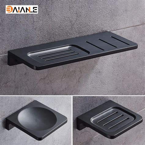 Space Aluminum Black Soap Dish Wall Mounted Bathroom Accessories ...