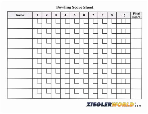 Bowling Score Sheet Printable