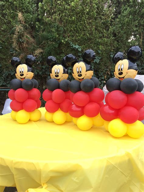 Mickey Mouse balloon centerpieces @lalaspartycreations5 IG | Mickey mouse birthday decorations ...