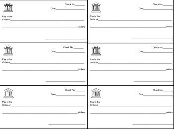 Pretend Checks by Elementary to Middle | Teachers Pay Teachers