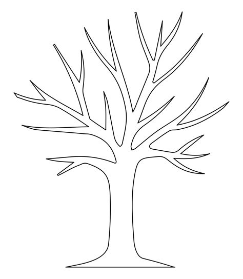 Printable Tree Pattern With Branches | Tree drawing simple, Tree drawing, Tree outline