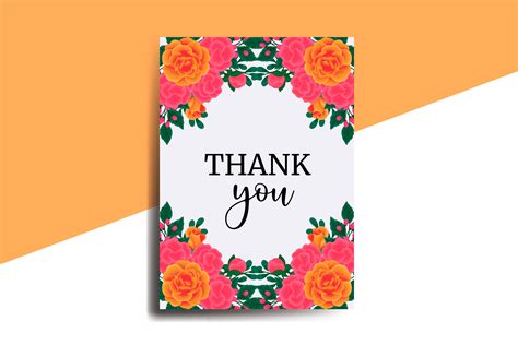 Greeting Card Thank You Card Orange Rose Graphic by Dender Studio ...