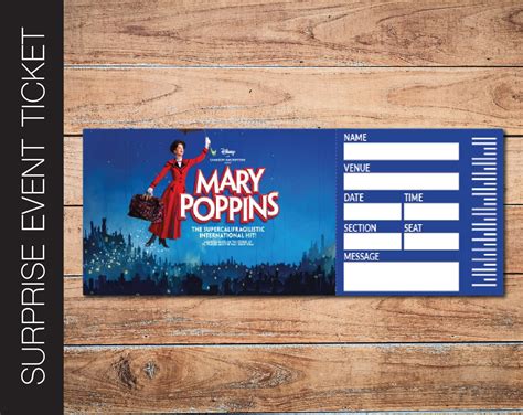 MARY POPPINS Broadway Surprise Ticket. Editable Musical - Etsy Singapore