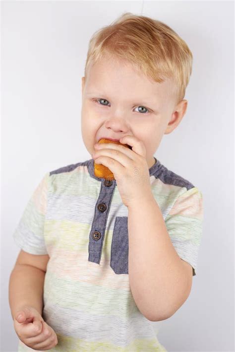 Three-year-old Boy Eats a Pie on a White Background Stock Photo - Image of gourmet, people ...
