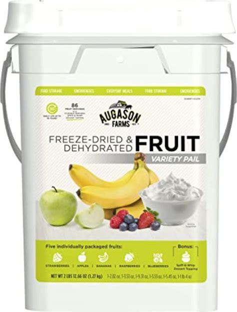 Augason Farms Dehydrated and Freeze-Dried Fruit Variety Pail, 25-Year ...