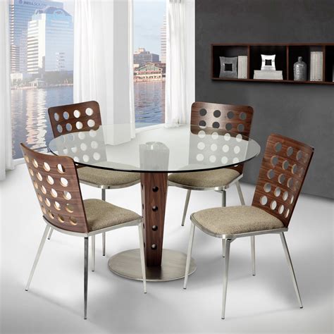 Armen Living Elton Modern Dining Table In Stainless Steel and Glass Top ...