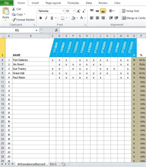 Attendance Sheet Excel Template