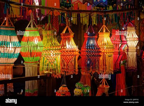 Colorful traditional Lanterns in Various Shapes Akash kandil (Diwali decorative lamps ...