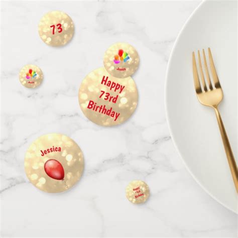 Gold sparkly Happy 73rd Birthday balloon design Confetti | Zazzle.com