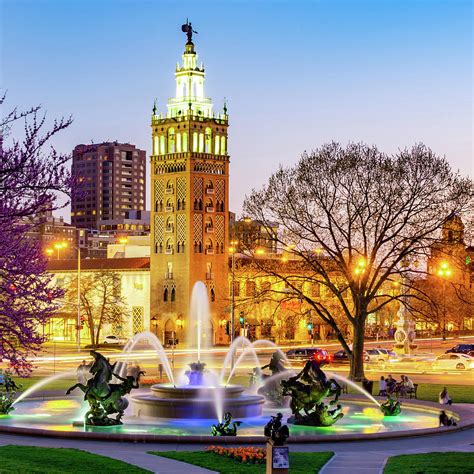 JC Nichols Fountain and Kansas City Plaza 1x1 Photograph by Gregory Ballos - Pixels