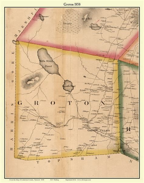 Groton, Vermont 1858 Old Town Map Custom Print - Caledonia Co. - OLD MAPS