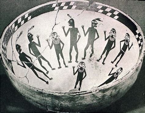 Anasazi pottery | Mogollon ptd bowl with men and women in some ritual ...