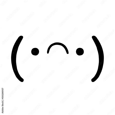 Drawn by hand kaomoji / text japanese emoji. Inverted smile / sad Stock ...