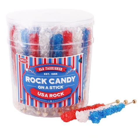 Extra Large Rock Candy Sticks: 48 Red - White - Blue Rock Candy Sticks - USA - Individually ...