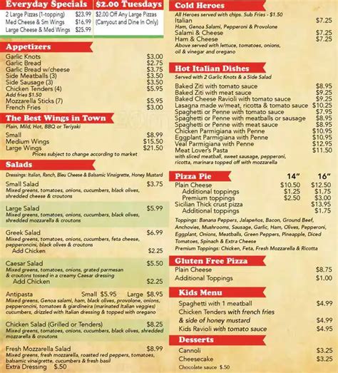 DiMaggio's Menu, Menu for DiMaggio's, Huntersville, Charlotte ...