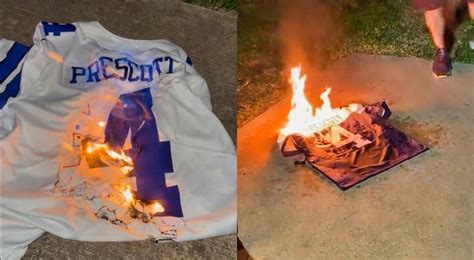 Cowboys Fans Burn Dak Prescott's Jersey After Playoff Loss