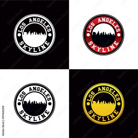 Los Angeles Skyline Rounded Emblem Logo Stock Vector | Adobe Stock