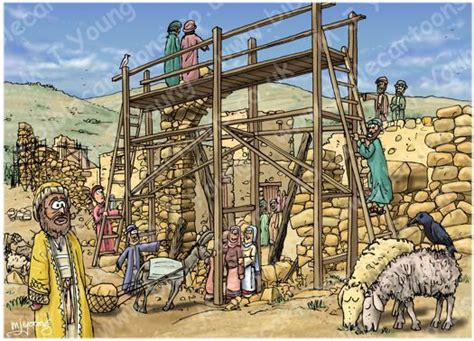 Nehemiah 03 - Rebuilding Jerusalem’s walls - Scene 01 - Eliashib rebuilds the Sheep gate Bible ...