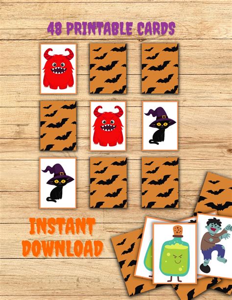 Halloween Matching Card Game Kids and Toddlers, Instant Download ...