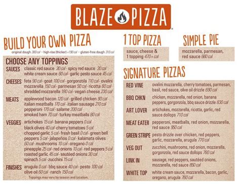 Blaze Pizza Menu, Menu for Blaze Pizza, Orland Park, Chicago ...