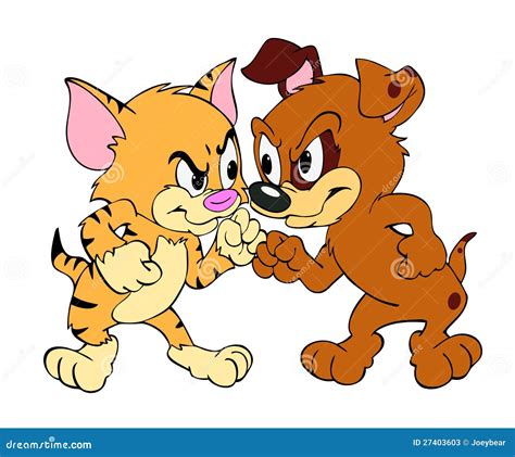 Cats And Dogs Fighting Cartoon