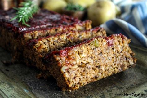 Mushroom-Walnut Meatless Loaf w/ Ketchup Glaze - Vegan Meatloaf - GF