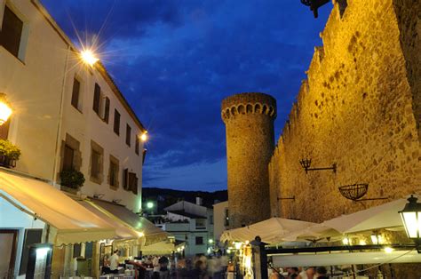 Nightlife At Tossa De Mar Costa Brava Spain Stock Photo - Download ...