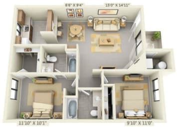 1 & 2-Bedroom Floor Plans at Pepperwood Apartments in Roseville, CA