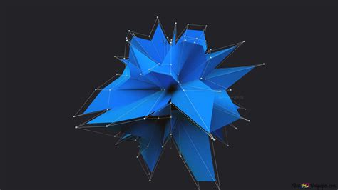 Blue geometric abstract flower 4K wallpaper download