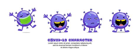 Blue Covid-19 Coronavirus funny cartoon set 1176858 Vector Art at Vecteezy