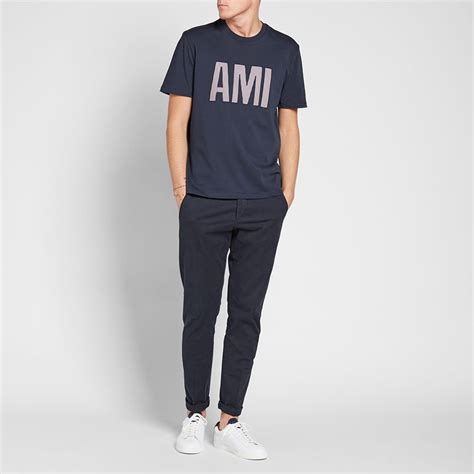 AMI Patchwork Logo Tee Navy | END.