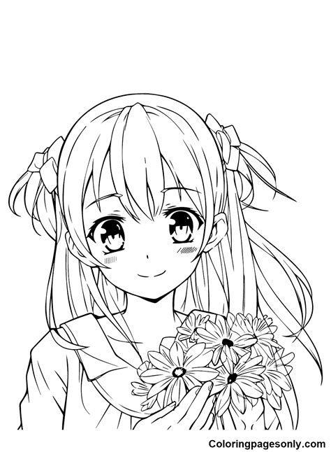 Anime Girl Coloring Pages Printable for Free Download