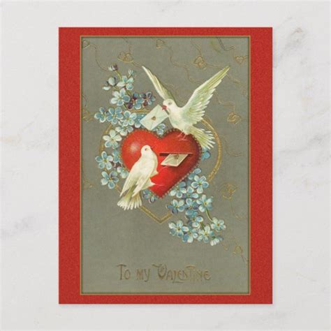 Vintage Love Birds Valentine Postcard | Zazzle | Valentine postcards ...