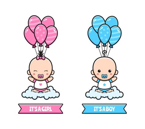 Cute baby shower género revelar parte concepto de tarjeta ilustración ...