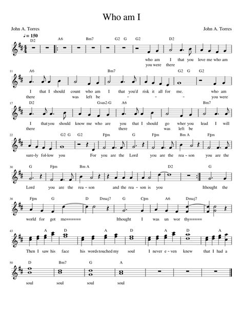 who am I sheet music for Piano download free in PDF or MIDI