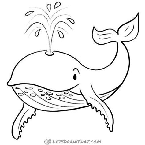 How to draw a whale - completed outline drawing | Whale drawing, Cartoon whale, Elephant ...