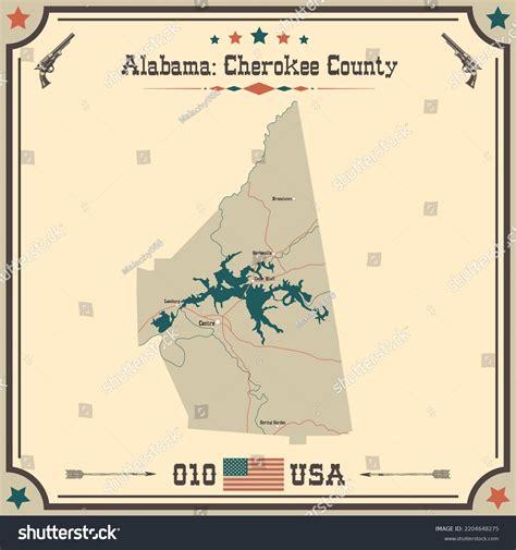 Large Accurate Map Cherokee County Alabama Stock Vector (Royalty Free ...