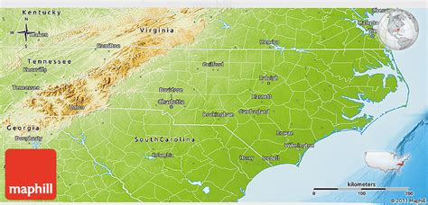 Physical 3D Map of North Carolina