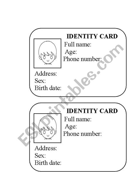 IDENTITY CARD - ESL worksheet by anayle