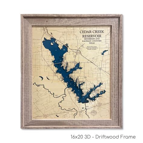 Cedar Creek Lake Map | Wooden Maps | thirtyAXIS