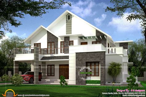 2873 square feet sloped roof villa - Kerala home design and floor plans