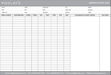 Flight Log Sheet ~ MS Excel Templates