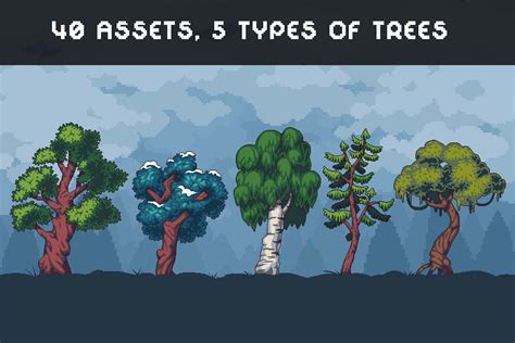 Free Tree Pixel Art Asset Pack Download - CraftPix.net